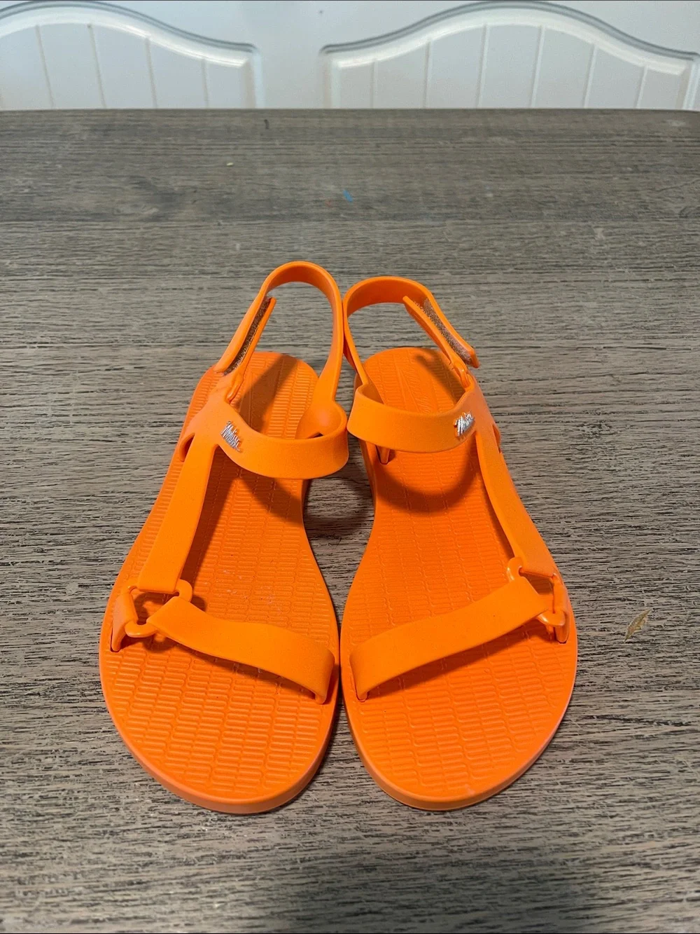 Mini Melissa Sun Downtown Sandals Orange Girls Size 4